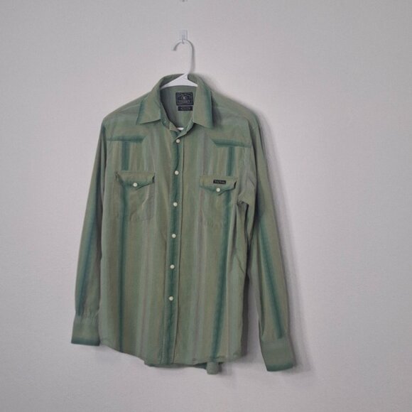 Lucky Brand Mens Western Shirt Sz M Plaid Pearl Snap Button Dugarees Cowboy - Picture 2 of 12